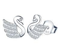 MicVivien Cubic Zirconia Swan Stud Earrings S925 Sterling Silver Earrings for Women Girls
