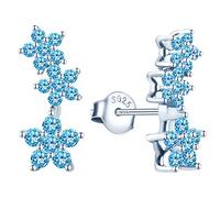 MicVivien Flower Cubic Zirconia Climber Earrings in 925 Sterling Silver Hypoallergenic Ear Crawler Earrings, Cuff Wrap Ear Vines Climbers Stud Earrings for Women Teen Girls