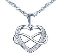 MicVivien Infinity Love Heart Pendant Necklace, Women Necklace 925 Sterling Silver, Cubic Zirconia Necklace with 45cm Chain