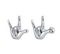 MicVivien Rock Hand Earrings for Men Women Stainless Steel Gothic Punk Metal Hand Stud Earrings with Screw Back, Hypoallergenic Piercing Studs for Rocker Biker Music Lovers