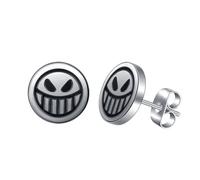 MicVivien Stainless Steel Devil Stud Earrings Mens Women Punk Style 8mm Round Ear Studs Hypoallergenic