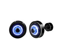 MicVivien Stainless Steel Eye Stud Earrings Punk Rock Style Evil Eye Raised Ear Studs 8mm Round Hypoallergenic Screw Back Earrings for Men Women