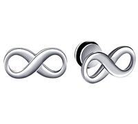 MicVivien Stainless Steel Infinity Stud Earrings Black Golden Silver for Women Men, Screw Back