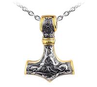 MicVivien Stainless Steel Thor's Hammer Mjolnir Norse God Mythology Legendary Pendant Necklace Norse Viking Jewelry Men Amulet Necklace