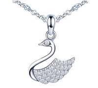 MicVivien Swan Pendant Cubic Zirconia Necklace 925 Sterling Silver Necklace Jewelry for Women Girls
