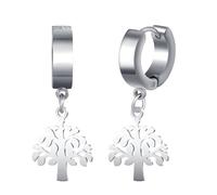 MicVivien Tree of Life Dangle Earrings for Men Hip Hop Stainless Steel Tree Earring Hinged Huggie Hoop Earring Jewellery Unisex