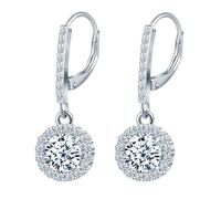 MicVivien Women S925 Silver Round Cubic Zirconia Dangle Earrrings April Diamond