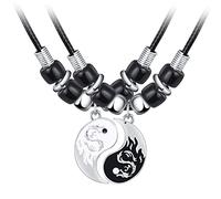 MicVivien Yin Yang Necklaces for 2 Dragon Tai Chi Pendant Couple Matching Friendship Jewellery for Women Men Friends Couple
