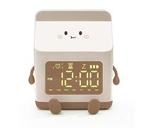Micvtve 1 PCS Wind Milk Carton Electronic LED Smart Clock Bedroom Bedside Dormitory Student Clock Brown
