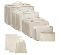 Micvtve 11 PCS Packing Cubes for Suitcases,Multifunction Luggage Suitcase Organiser Bags, Waterproof for Backpack, Essential Travel Cubes Clothes Shoes Storage Bags (Beige)