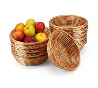Micvtve 12 Pack Round Gift Baskets, 16cm Plastic Small Bread & Fruit Basket, Hamper Basket for Kitchen, Restaurant, Centerpiece Display
