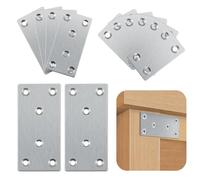 Micvtve 12 Pcs Heavy Duty Sleeper Brackets, Flat Brackets for Wood, 38x60mm, 40x80mm, 50x100mm Flat Joining Plates, Stainless Steel Mending Plates for Connector, Wood Fixing