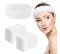 Micvtve 150 pcs Disposable Spa Headbands Non-woven Fabric Spa Headband for Makeup Stretch Non-Woven Bandeau, Soft Skin Care Essential Headband with Convenient Closure