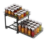 Micvtve 2 Tier Pull Out Spice Rack With Adjustable Height for Inside Cupboard, Pull Out Spice Rack Cabinet Organiser, Metal Kitchen Organiser, Storage Rack, 9.1in W x 11in L x 8.3in H