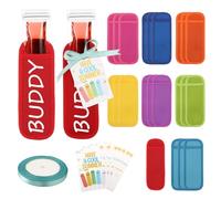 Micvtve 24 Sets Ice Holders End of Year Student Gift Includes 24 Pcs Reusable Ice Sleeves, Antifreezing Freezer Sleeves 24 Pcs Gift Cards with 1 Roll Ribbon for Classroom Prizes Summer Party