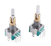 Micvtve 2PCS EC11EBB24C03 Dual Encoder with Switch 30 Positioning Number 15 Pulse Point Handle 25mm