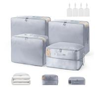 Micvtve 4 Pcs Comforter Storage Bag Blanket Storage Organizer Compression Bags, Large Capacity Ultra Space Saving Self Compression Organize for Bedding, Sheet Storage with Zipper Window (Gray)