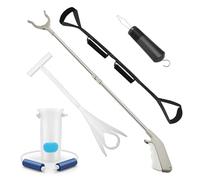 Micvtve 5 Piece Hip Replacement Recovery Aids,Sock Aids for Putting Socks On and Off,Hip Kit with Grabber Reacher,Sock Aid Device,Long Leg Lifter,Button Hook for Limited Mobility Seniors