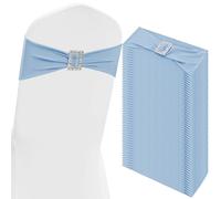 Micvtve 50 PCS Spandex Chair Sashes Bows Stretch Chair Cover Band with Buckle Slider Universal Elastic Chair Ties for Wedding Banquet Party Event Decoration