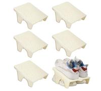 Micvtve 6 Pcs Double Layer Shoe Rack Slots Organizer Shoe Rack Slots Organizer Stacker Space Saving Transparent Plastic Shoe Holder Stand Wardrobe Storage For Cabinet Cream