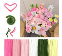 Micvtve 600 Pcs Pipe Cleaners Craft for Flowers, Pastel Chenille Stems for DIY Art Projects Gift(6 Colors), Bulk Fuzzy Pipe Cleaner Flower Kit, Ideals for Party Decor (Pink)