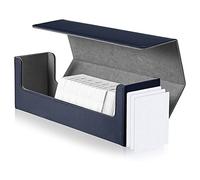 Micvtve Desk Card Box - 400 Card Storage Deck Box PU Leather for Trading Card Games (Blue)