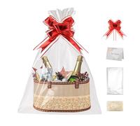 Micvtve Empty Hamper Baskets Large Woven Bamboo Gift Basket Hamper Kit with Handles,Bows, Bags,Greeting Cards,Shredded Paper and Empty Gift Basket for Christmas Birthday Wedding Gift
