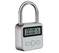 Micvtve Metal Lock LCD Display Multi-Function Electronic Time 99 Hours Max Timing USB Rechargeable Padlock,Silver