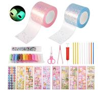 Micvtve NanoTape Bubble Kit, Glow at night Colorful Nano Tape Kit with Crystal Clays, Stickers and Bubble Crafts DIY Tools, Stress Relief Toy Making Kits for Kids