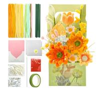 Micvtve Pipe Cleaners Flower Bouquet Craft Kit for DIY Bouquet Pipecleaners Craft Kit DIY Flower Bouquet Kit Craft Supply Kit Pipe Cleaners Bulk for Crafts Art Project Activity (Yellow)
