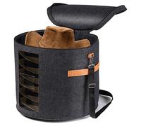 Micvtve Round Hat Storage Box - Foldable Hat Box with Lid for Stuffed Clothes and Animal Toy, Carrying Organizer Box Dark Grey