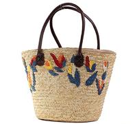 Micvtve Women Shoulder Bag for Summer Straw Bag Woven Holiday Beach Bag New Simple Embroidered Handbag Capacity