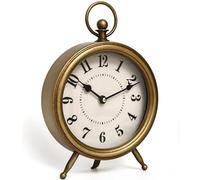 MICWIC Antique Gold Finish Mantel Clock - Vintage Gold Table Clock on Stand, Decorative Desk and Shelf Clock, Rustic Mantel Clock Non-Ticking 10.3 * 7.3 inch