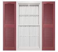 Mid America 00011436078 Standard Size Cathedral Top Center Mullion, Open Louver Shutter (Per Pair), 14 1/2"W x 36"H, Wineberry