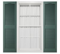 Mid America 00011475028 Standard Size Cathedral Top Center Mullion, Open Louver Vinyl Shutter, w/Installation Shutter-Lok's & Matching Screws (Per Pair), 028, 14 1/2"W x 75"H, Forest Green