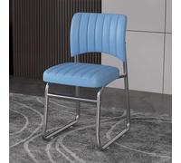 Mid-Back Home Office Desk Chair, Armless, PU Padded, table Small Executive Task Chair, No Wheels, Blue - Ideal for Cuter Work and Study