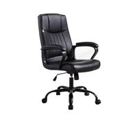 Mid-Back Office Chair - PU Leather, Adjustable Swivel Task Chair with Armrests, Steel Frame & 5-Star Base for Home or Office