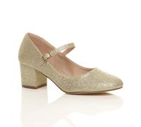AJVANI Womens Ladies mid Block Heel Strap Work Evening Party Mary Jane Court Shoes Size 7 40