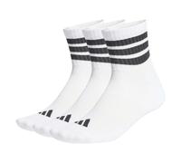 adidas Unisex 3 STRIPES CUSHIONED SPORTSWEAR MID CUT SOCKS 3 PAIR PACK, white/black/black, 6.5-8