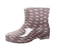 Mid Calf Polka Dot Women's Wellingtons Boots Size 6, Slip On Lightweight Rain Boots Wedge Heel & Wide Round Toe Ladies Wellies Waterproof Garden Shoes Soft Rubber Sole Rain Shoes for Fishing Kitchen