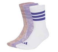 adidas Unisex 3 Stripes Cushioned Crew Stone Wash 3 Pair Pack Socks, magic lilac/magic mauve/white/Pure Purple, S