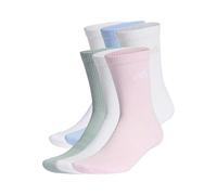 adidas Unisex CUSHIONED CREW SOCKS 6 PAIR PACK, white/clear pink/glow blue/Wonder Sage, 10.5-12.5