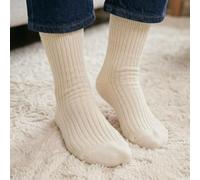 Mid Calf Socks，Casual Daily Socks, Gym Socks, LightWeight Thin Cotton, Soft Stretchy Durable, All-Season Wear(Beige)