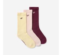 Mid-calf Socks - Elementals - Burgundy Pink And Yellow - Pack Of 3
