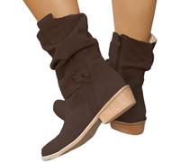 Mid Calf Suede Boots Womens| Womens Boots With Side Zip| Elegant Party Boot| Pointed Toe Low Heel Bootie| Comfort Walking Boot| Winter Warm Booties| Casual Comfort Booties| Lightweight Ankle Bootie