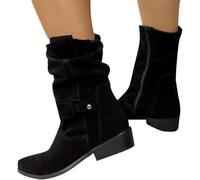 Mid Calf Suede Boots Womens| Womens Boots With Side Zip| Elegant Party Boot| Pointed Toe Low Heel Bootie| Comfort Walking Boot| Winter Warm Booties| Casual Comfort Booties| Lightweight Ankle Bootie