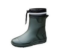Mid Calf Waterproof Boot Men, Men'S Rain Boots, Non Slip Footwear With Adjustable Drawstring Top And Reflective Trim, Ideal For Early-Morning Errands, Urban Nighttime Walks And Light Trail Hikes
