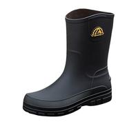 Mid-Calf Waterproof Boots Men, Men'S Rain Boots, Ideal For Construction Sites, Gardening And Industrial Work, Rugged Two-Tone Tread Sole, Durable Footwear For Muddy And Rough Work Surfaces