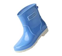 Mid-Calf Wellies for Women Rain Boots Chunky Heels （Blue 7 UK