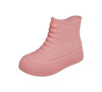Mid Calf Wellies for Women Waterproof Boots for Women UK Love Bots Men Rain Slip Casual Shoes Short Ankle Boots Outdoor Casual Shoes Rain Cover Men (Pink,5.5)